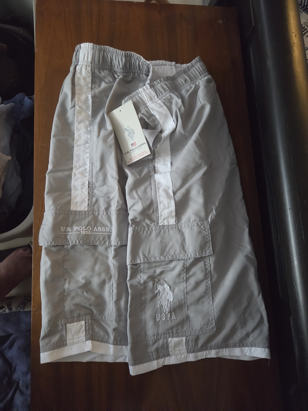 U.S. Polo Assn. Men's 2XL Light Gray Cargo Swim Shorts